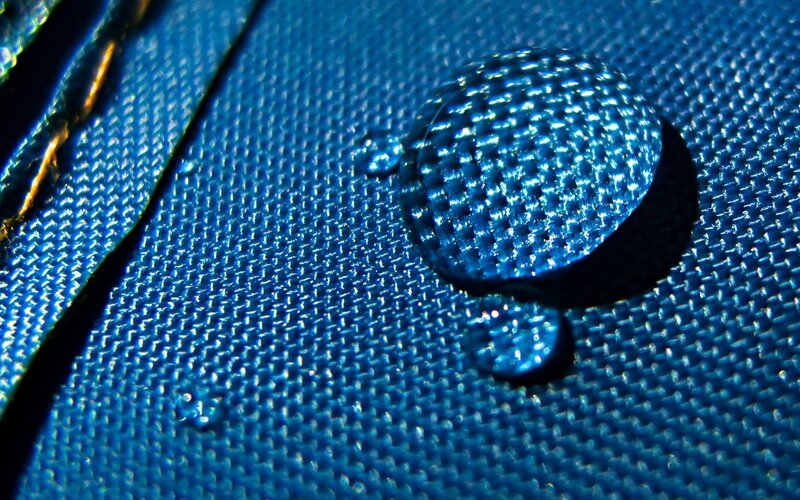 Water Droplet on Fabric — Blue, Dramatic