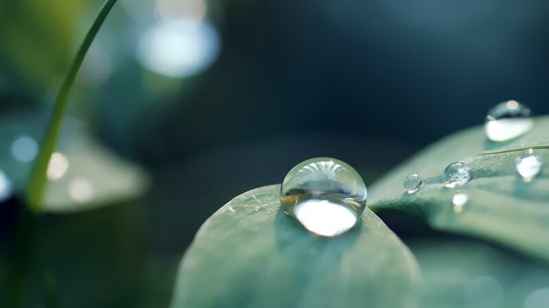 Water droplet on green leaf