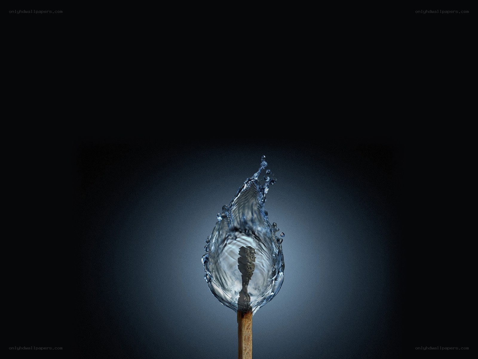Water droplet on matchstick