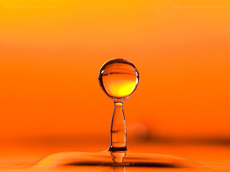 Water droplet on orange background