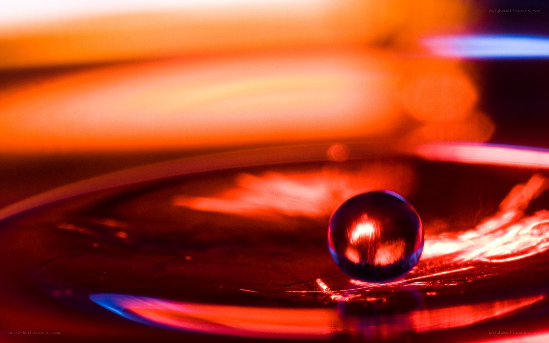 Water droplet on reflective surface