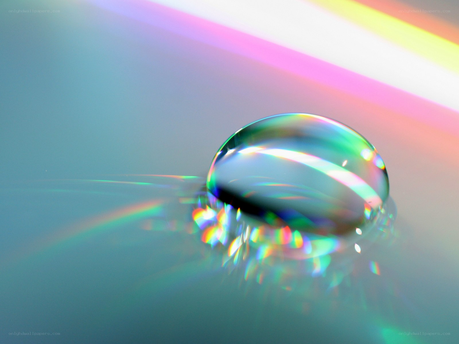 Water droplet on reflective surface