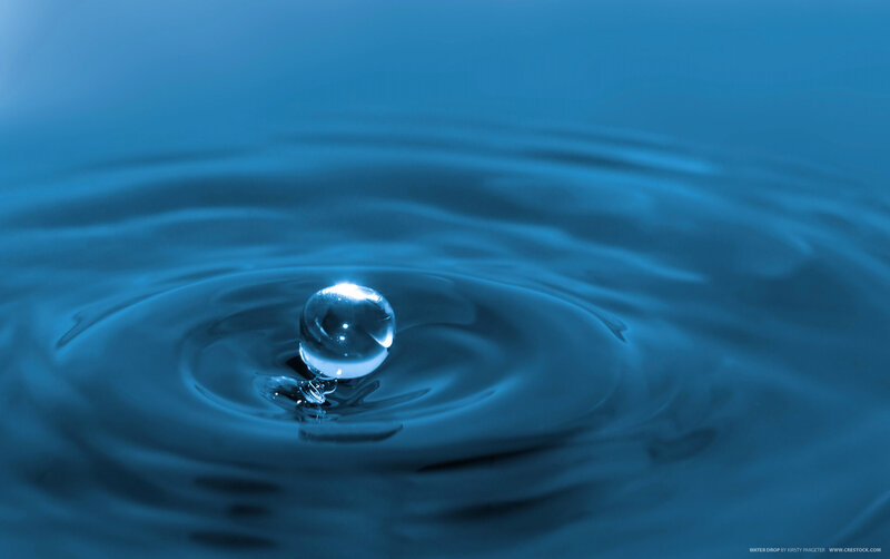 Water Droplet on Surface — Blue, Calm, Photograph, Ripples