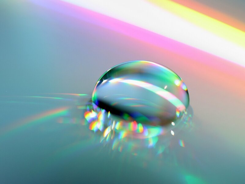 Water Droplet on Surface — Blue, Serene