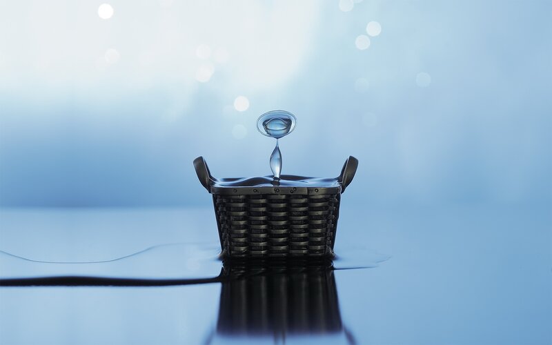 Water droplet over basket