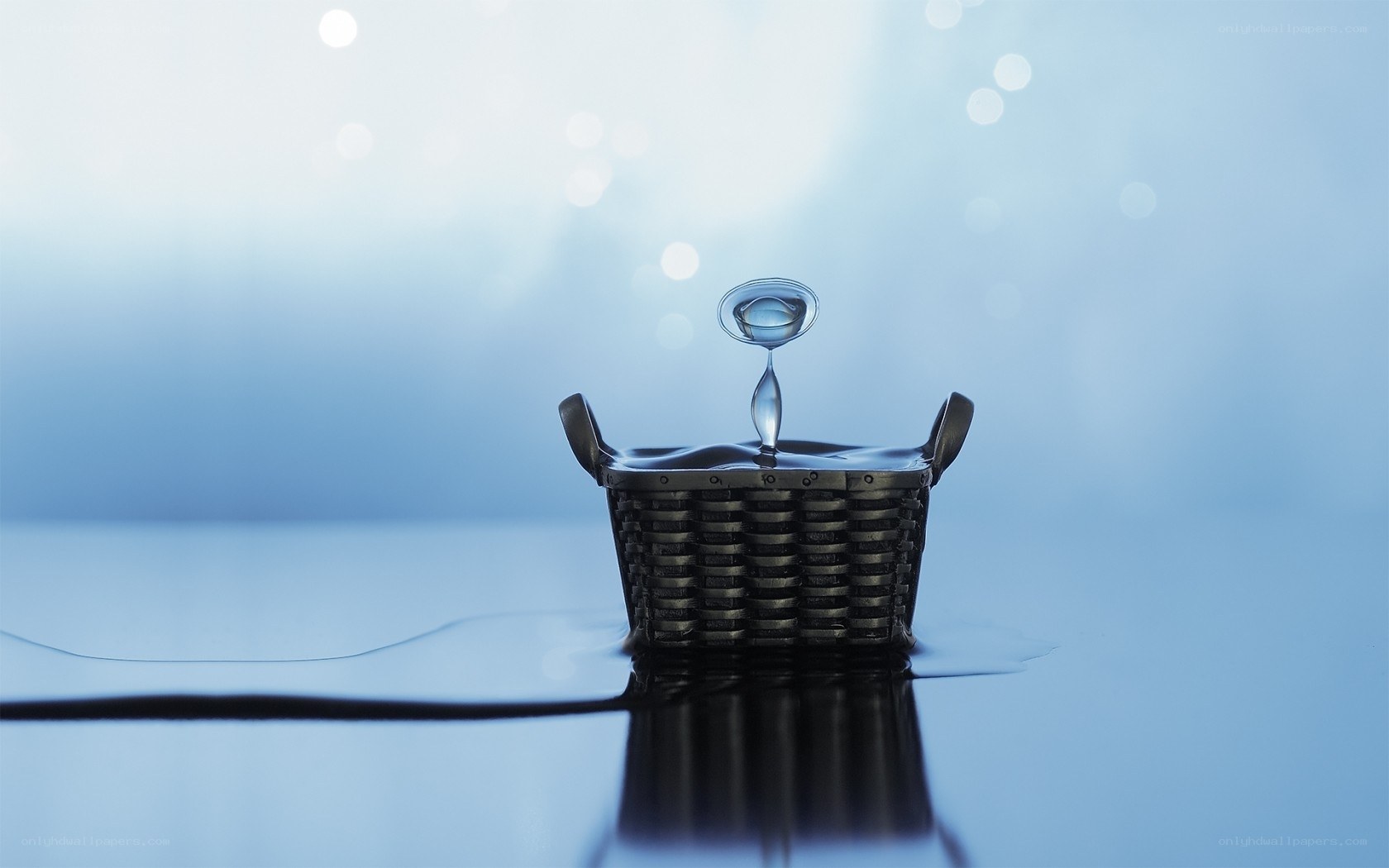 Water droplet over basket