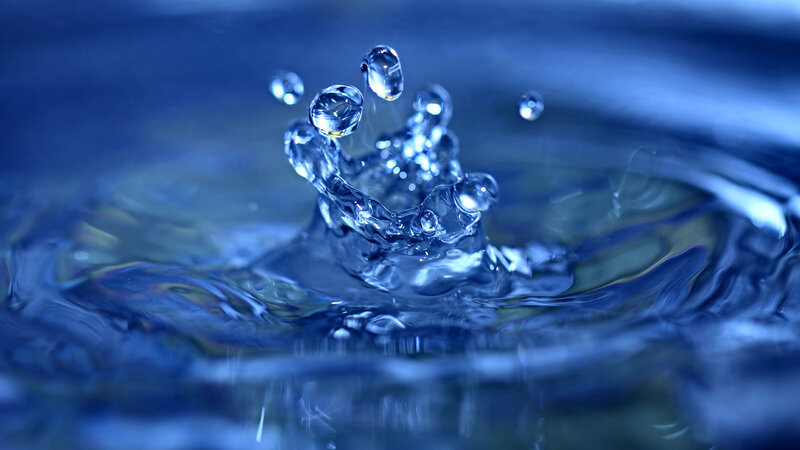 Water Droplet Splash — Blue, Calm, Photograph, Droplets