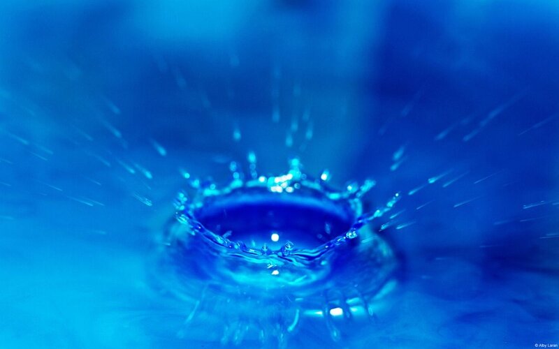 Water Droplet Splash — Blue, Calm, Photograph, Liquid