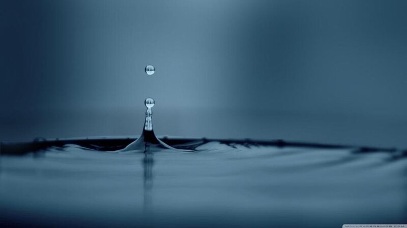 Water Droplet Splash — Blue, Calm, Photograph, Ripples, Reflection