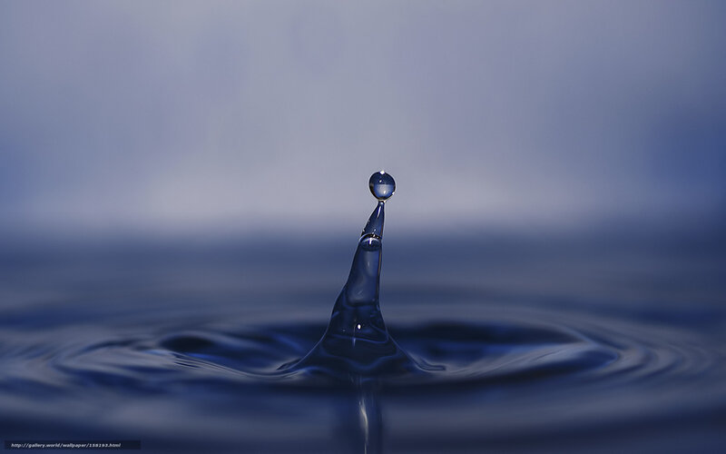 Water Droplet Splash — Blue, Calm, Photograph, Ripples, Surface