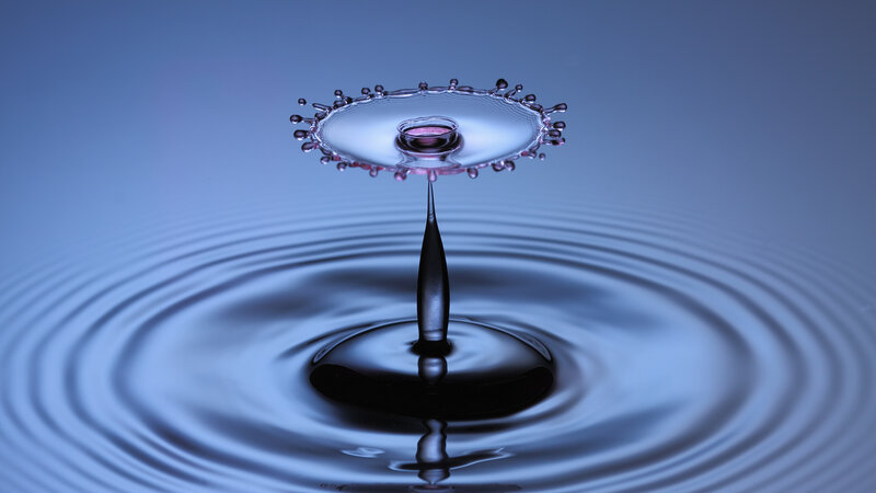 Water Droplet Splash — Blue, Calm, Photograph