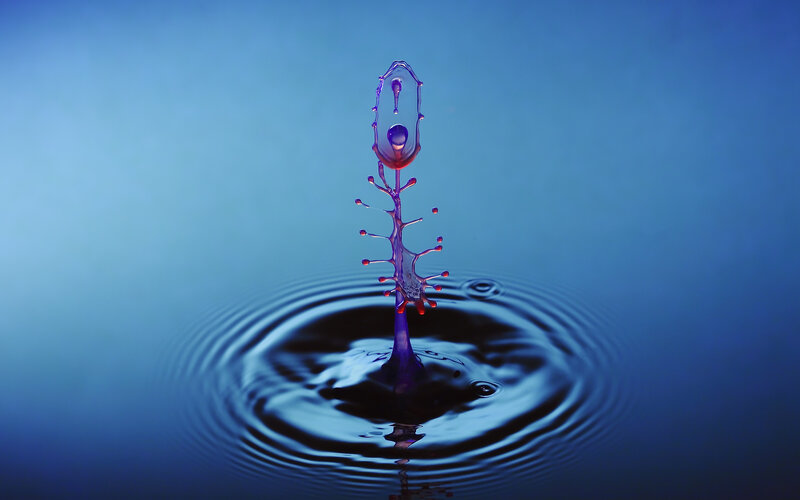 Water Droplet Splash — Blue, Calm
