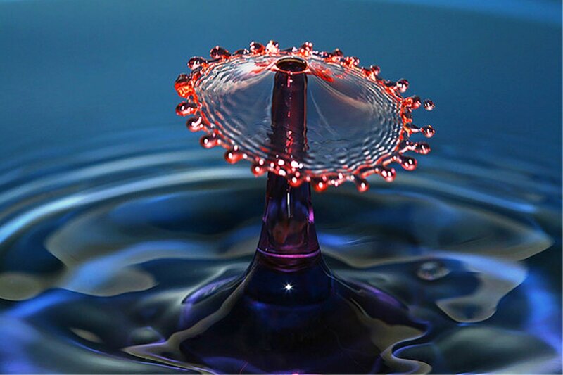 Water Droplet Splash — Blue, Dramatic, Photograph, Ripples