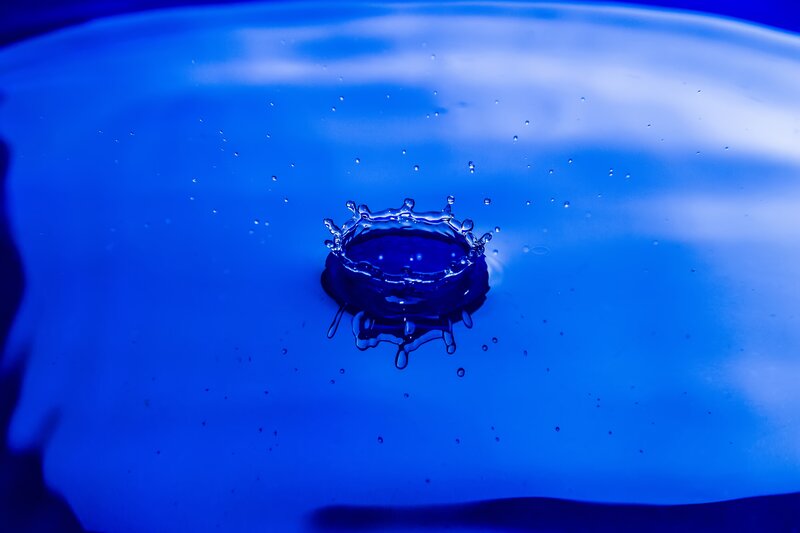Water Droplet Splash — Blue, Dynamic, Photograph, Liquid