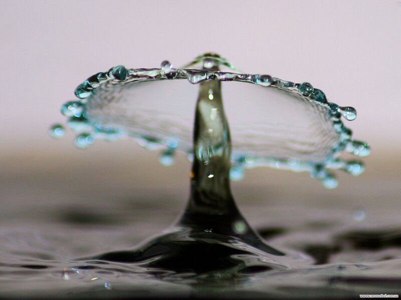 Water Droplet Splash — Blue, Dynamic, Photograph, Surface