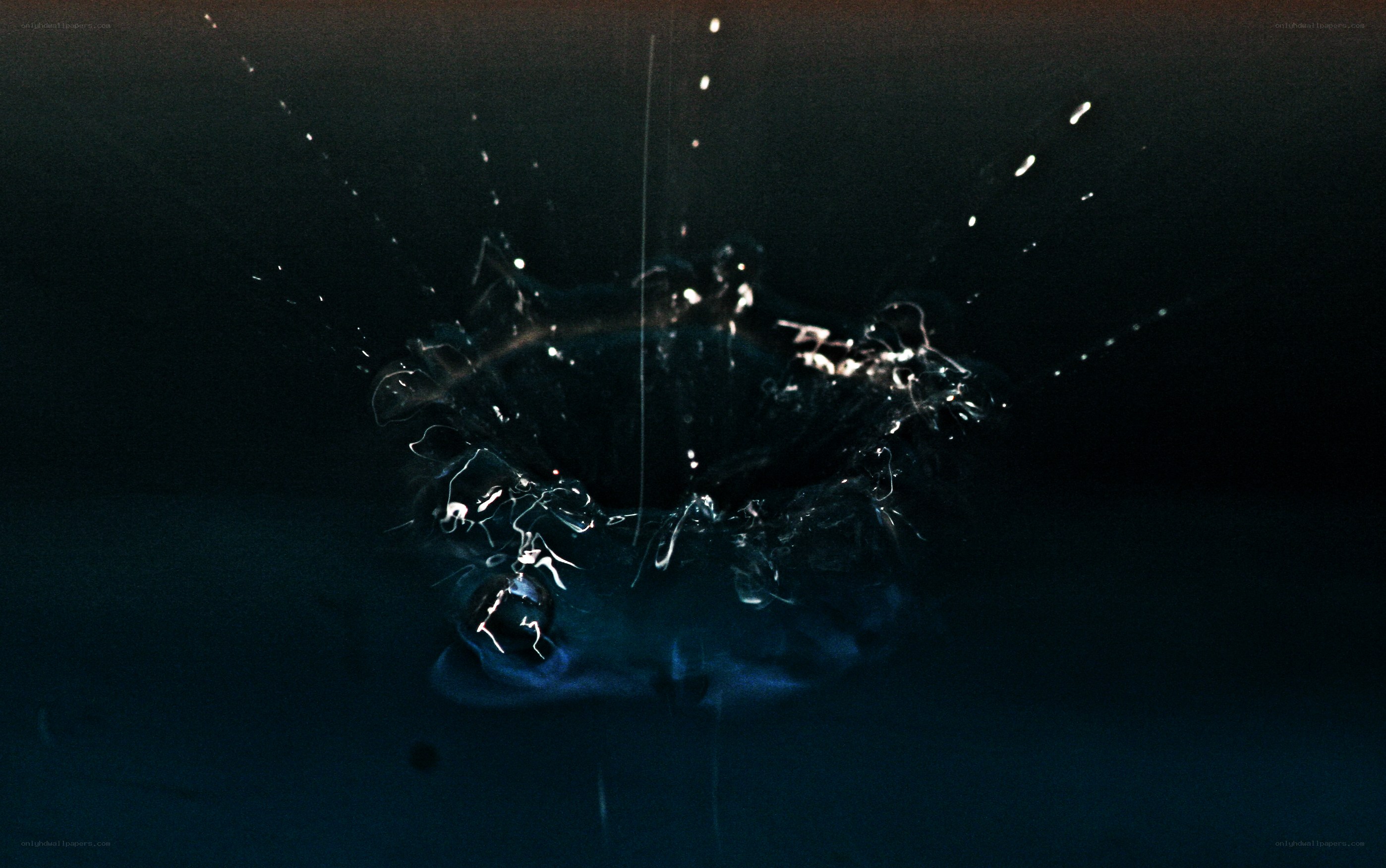 Water droplet splash in dark
