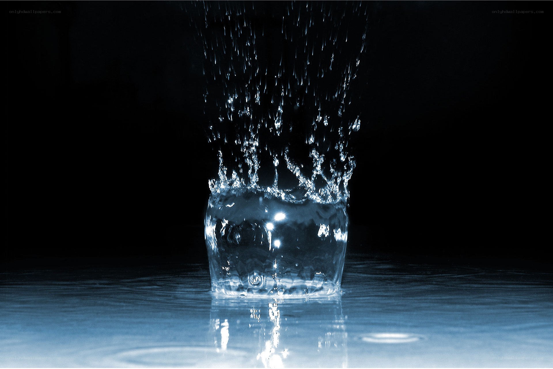 Water droplet splash in glass
