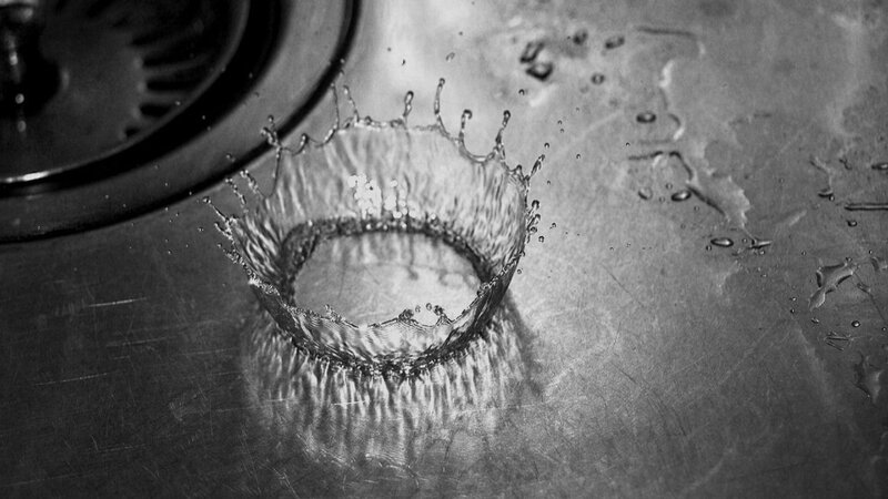Water droplet splash in sink