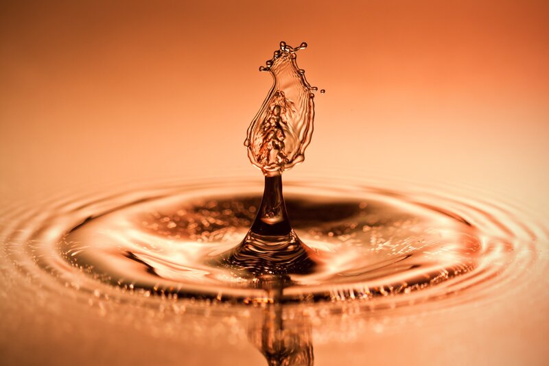 Water Droplet Splash — Orange, Dramatic