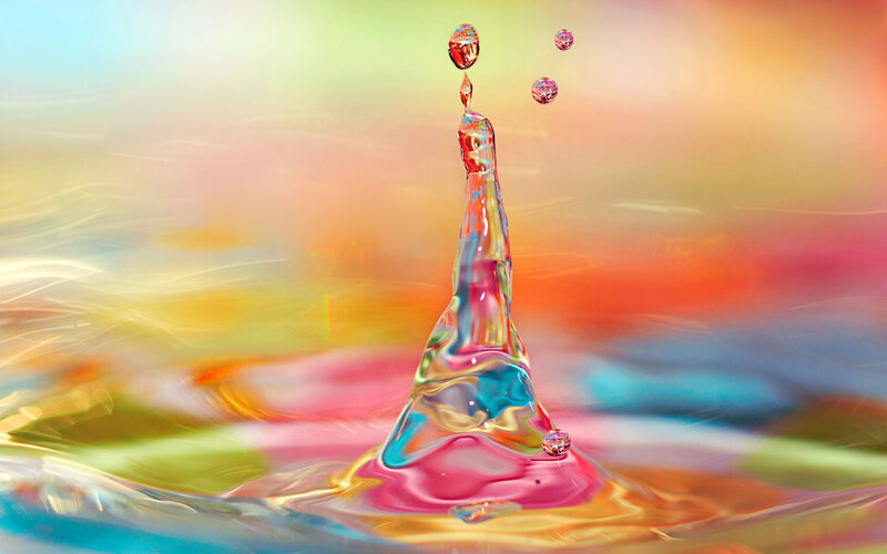 Water Droplet Splash — Pink, Vibrant, Photograph