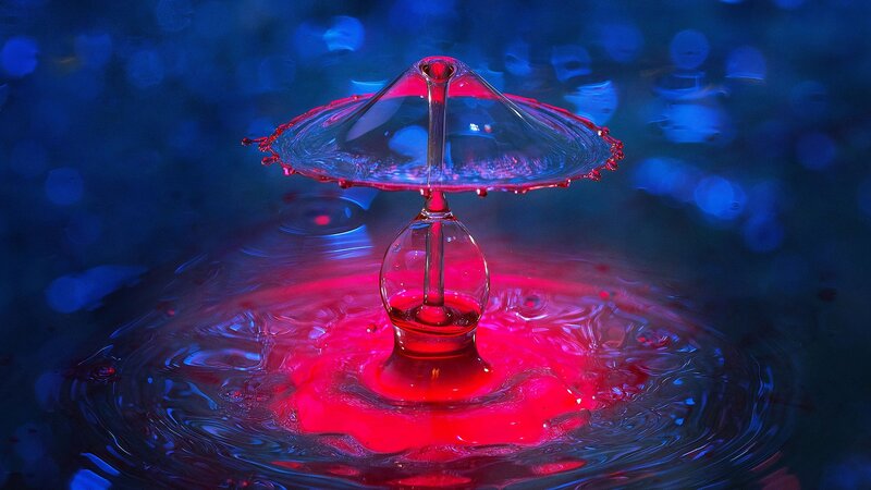 Water Droplet Splash — Red, Dramatic, Photograph, Liquid