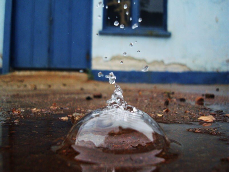 Water droplet splashing on ground