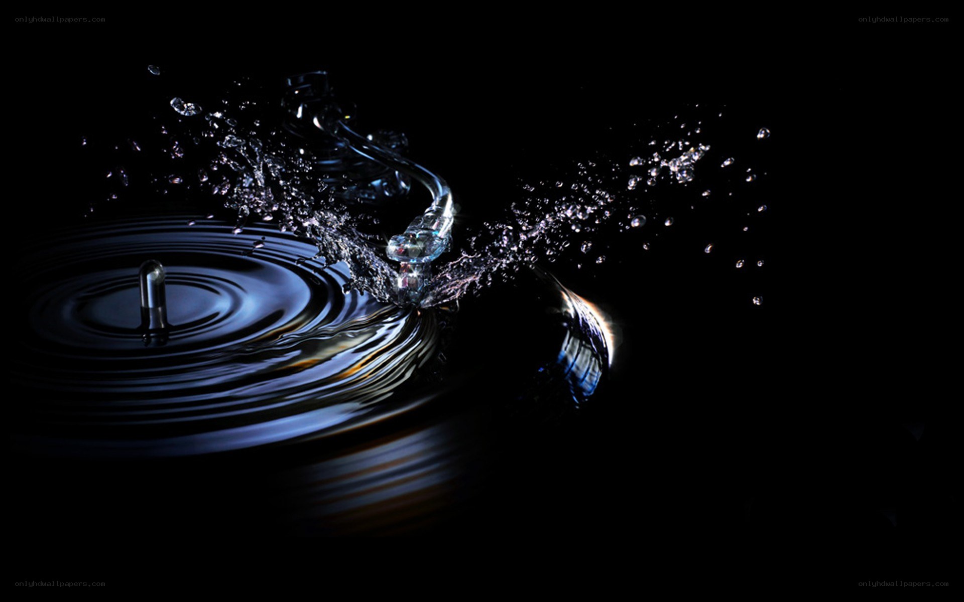 Water droplet splashing on surface