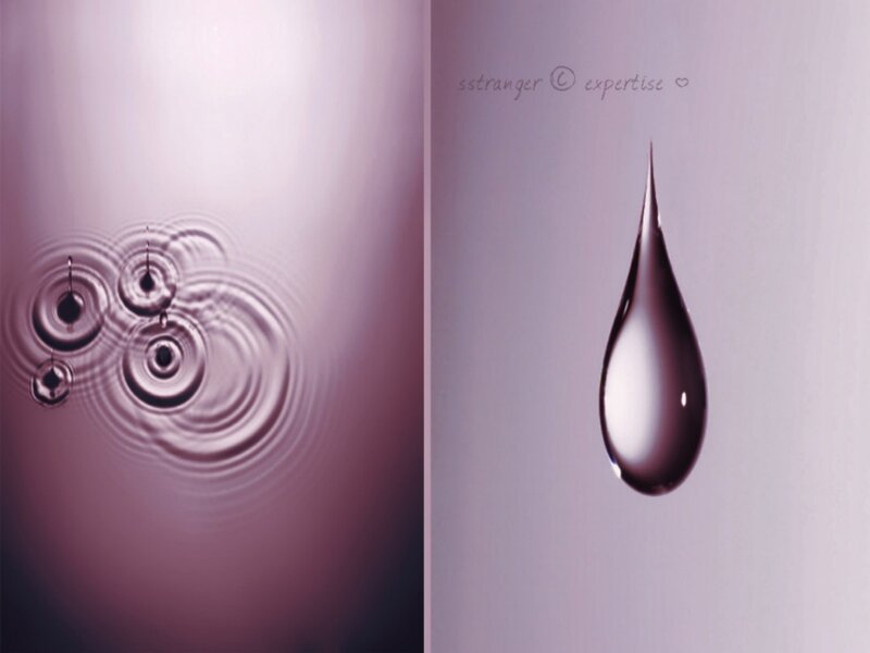 Water droplets and ripples