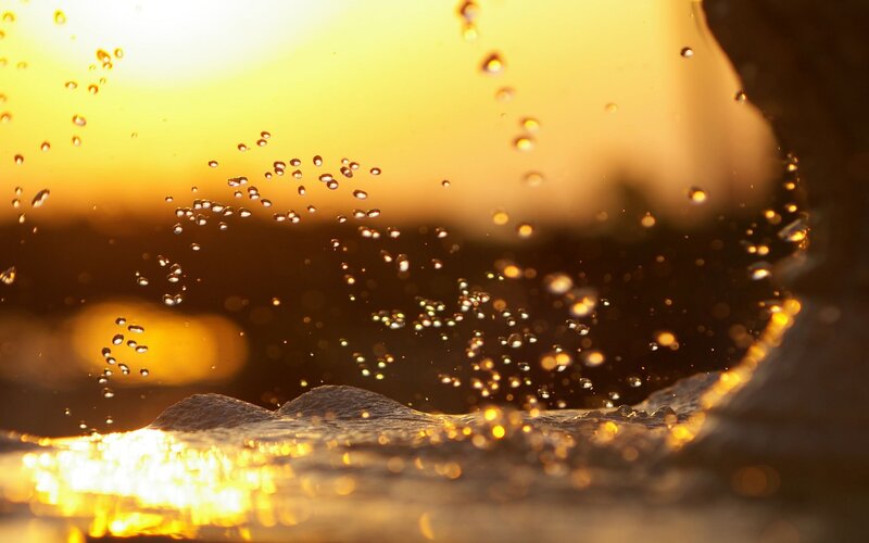 Water Droplets at Sunset — Gold