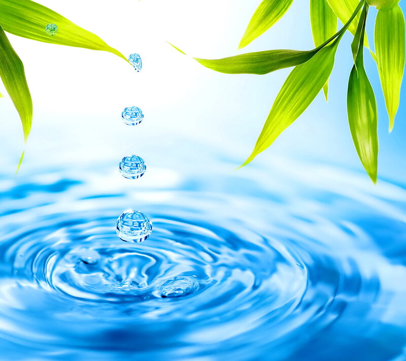 Water Droplets Falling — Blue, Serene