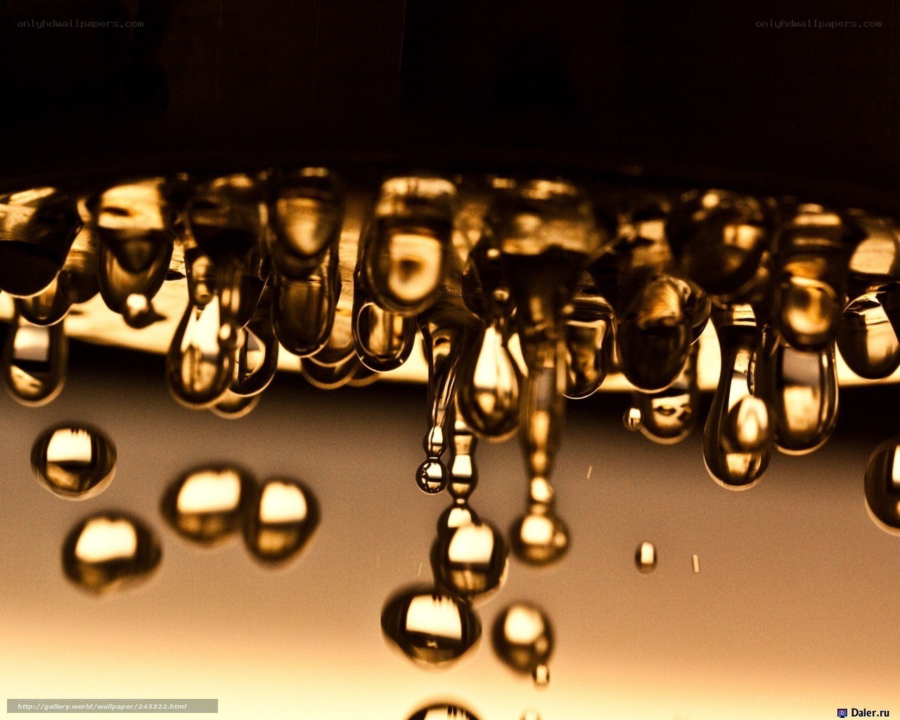 Water droplets falling from a faucet