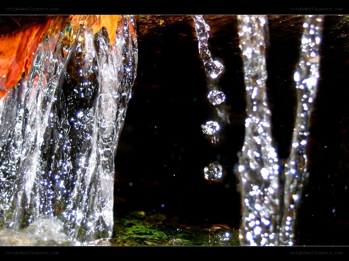 Water droplets falling in a stream