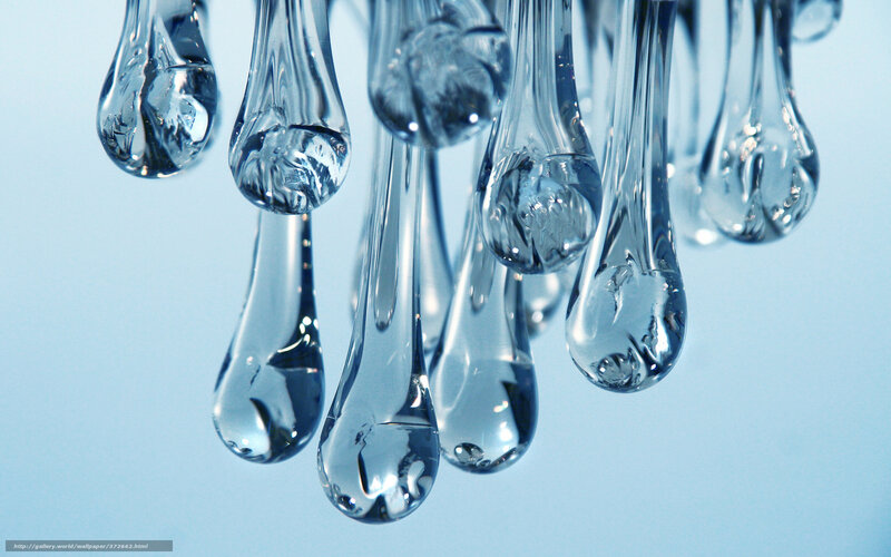 Water droplets hanging