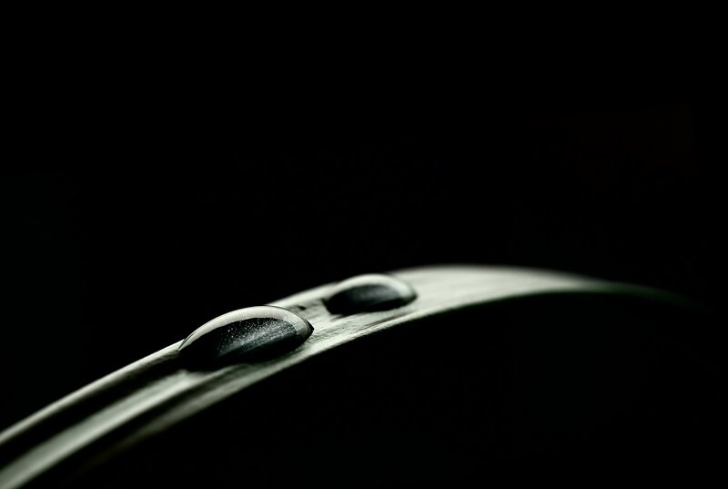 Water droplets on a blade