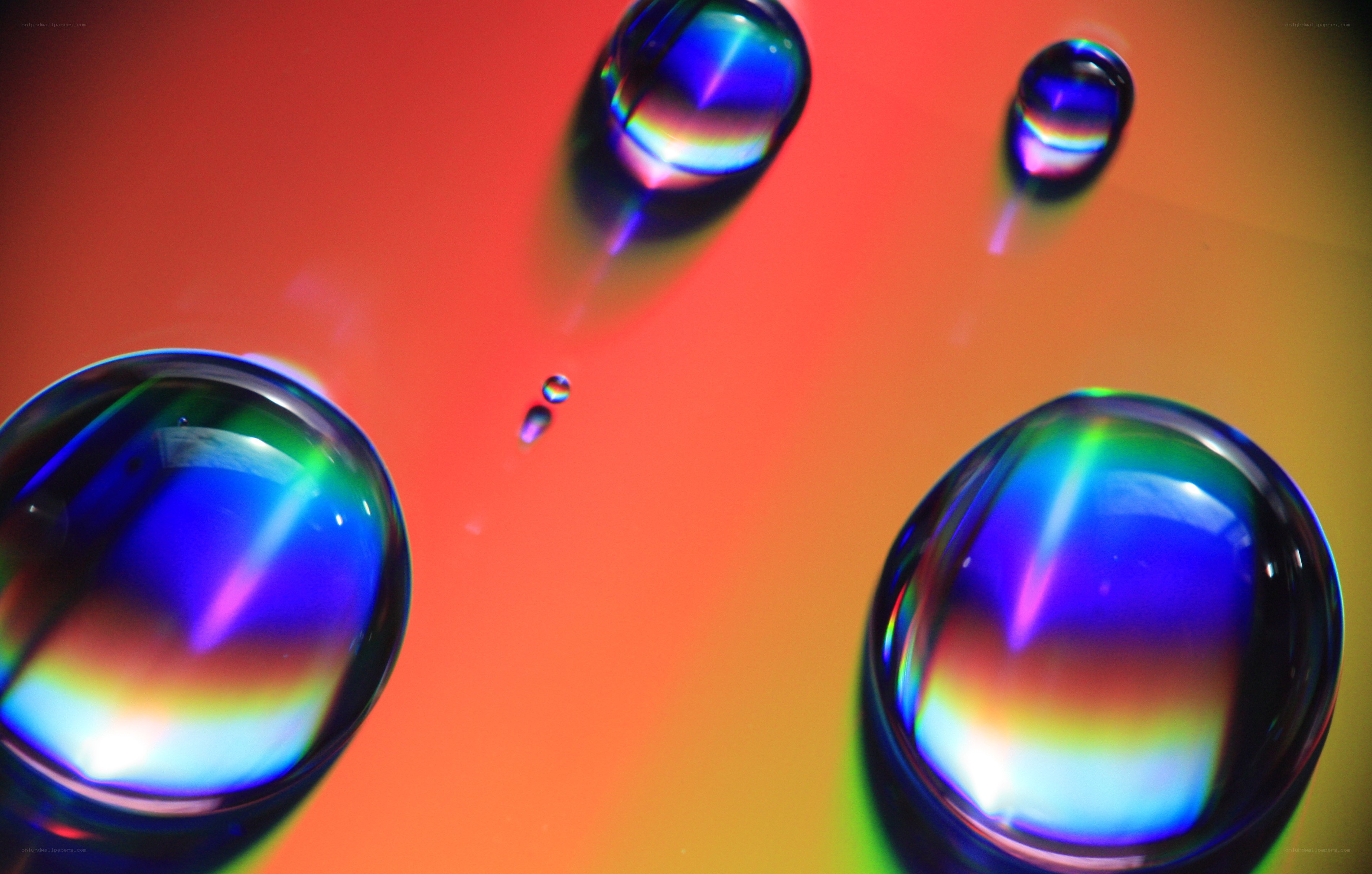 Water droplets on a colorful surface