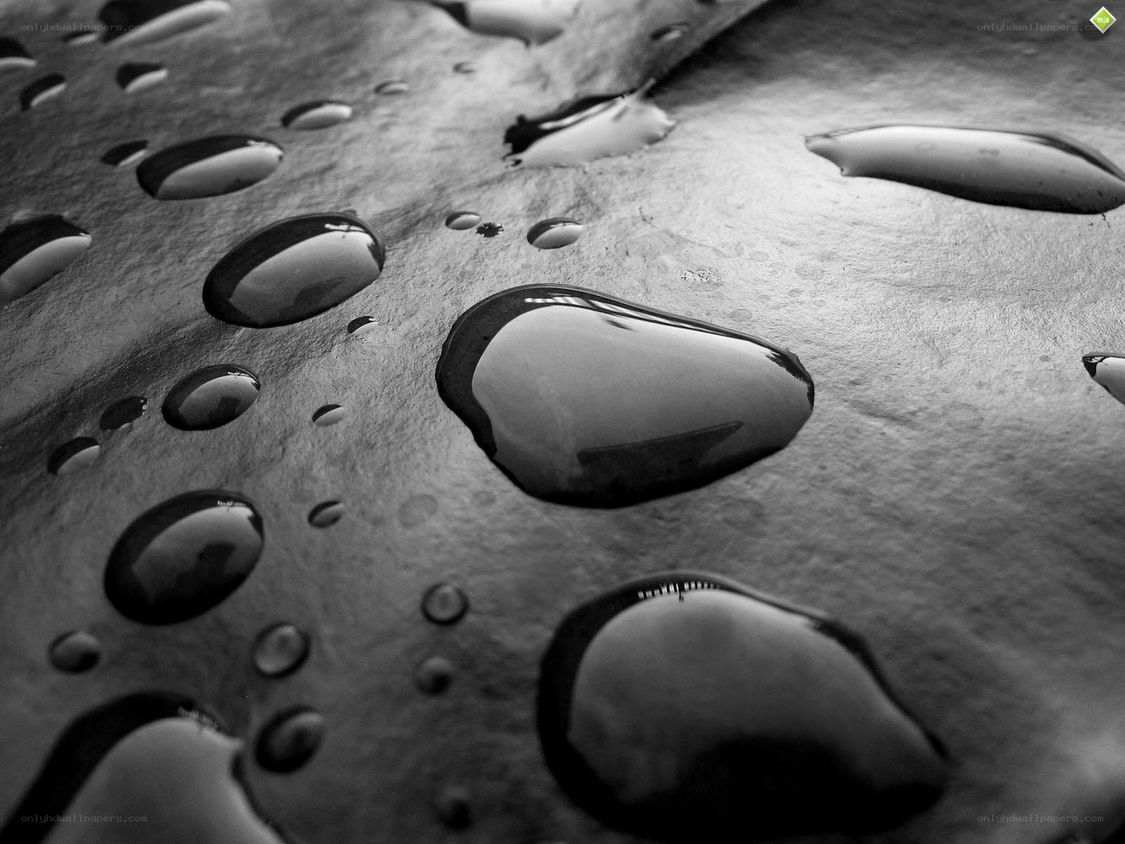 Water droplets on a dark surface