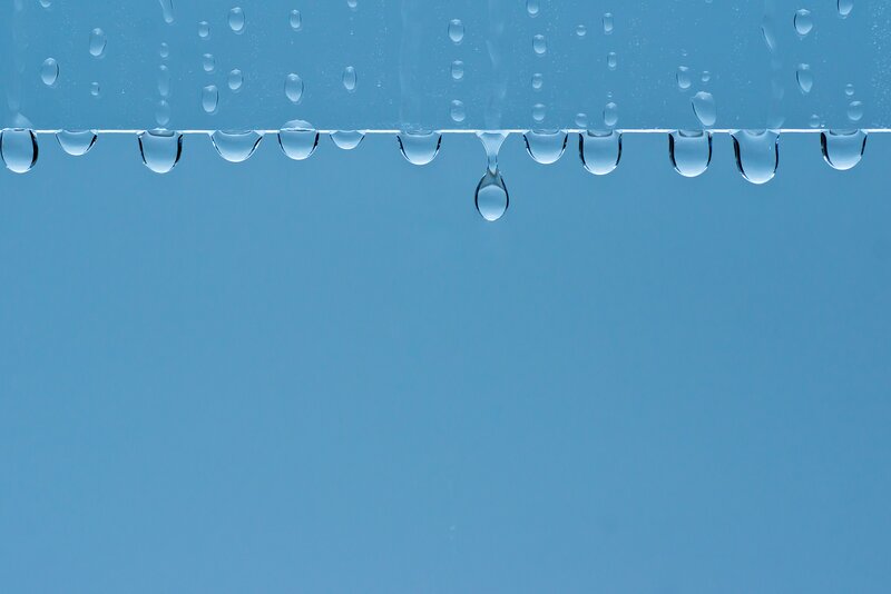 Water droplets on a glass surface