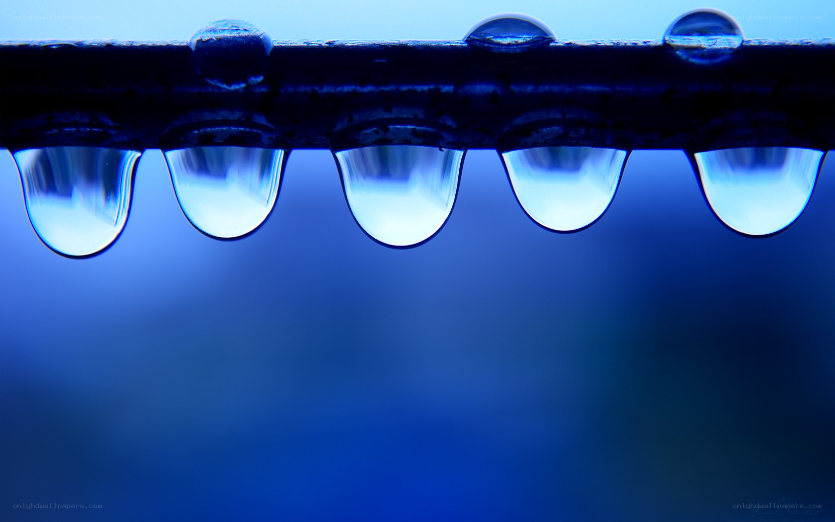 Water droplets on a rail