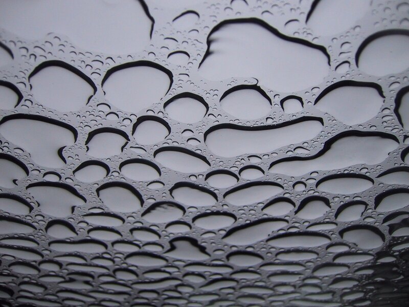Water droplets on a surface