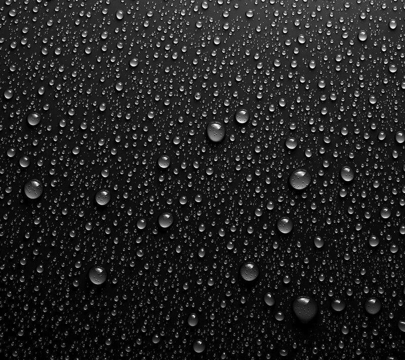 Water Droplets on Black Surface — Calm, Photograph, Drops