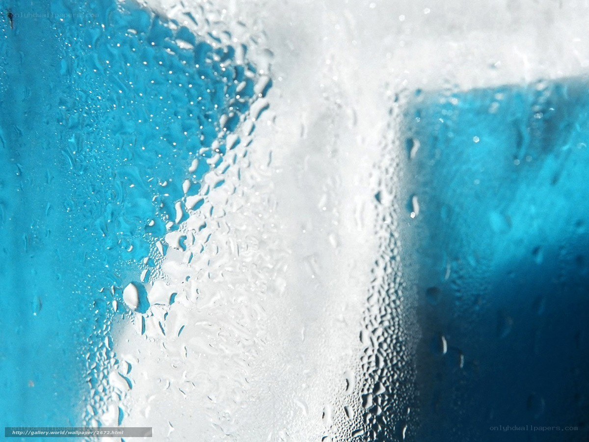 Water droplets on blue glass