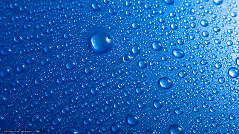 Water droplets on blue surface