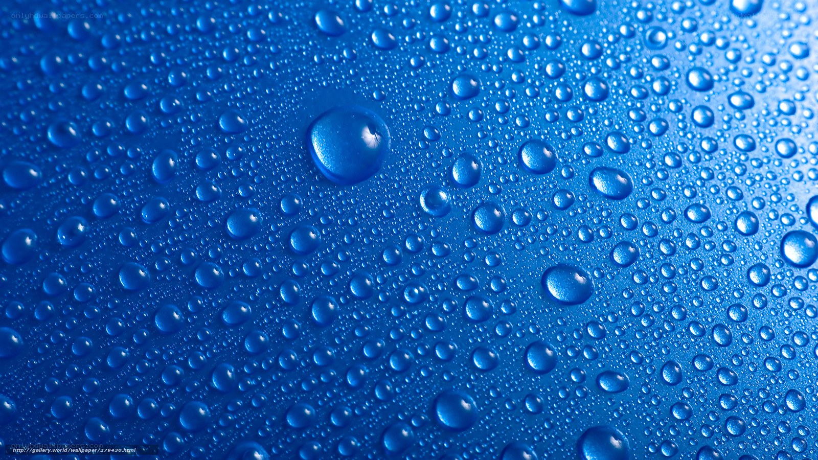 Water droplets on blue surface