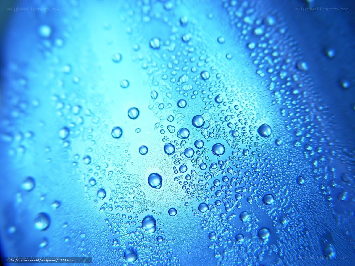 Water droplets on blue surface