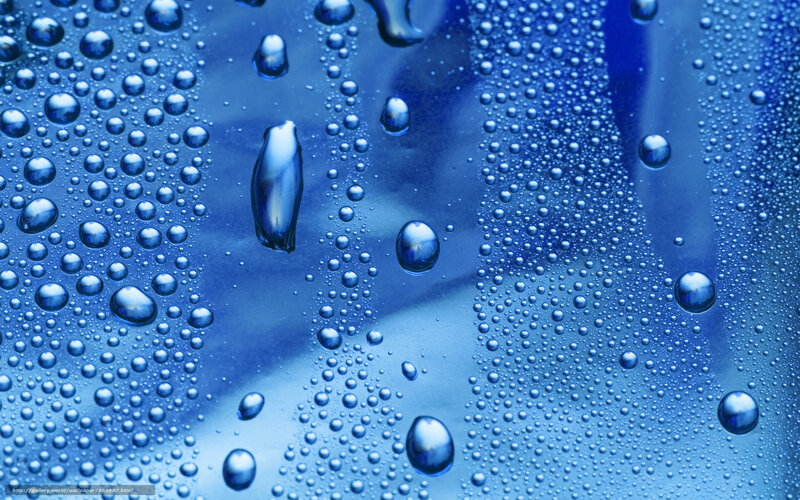 Water droplets on blue surface