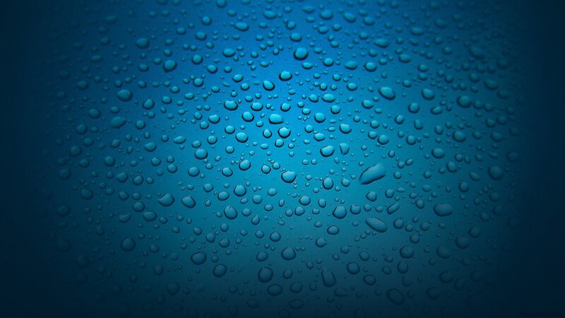 Water droplets on blue surface