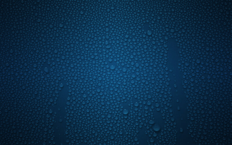 Water droplets on blue surface