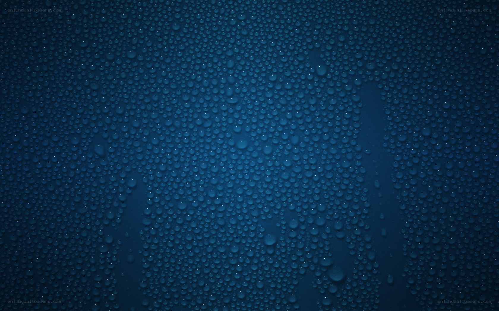 Water droplets on blue surface