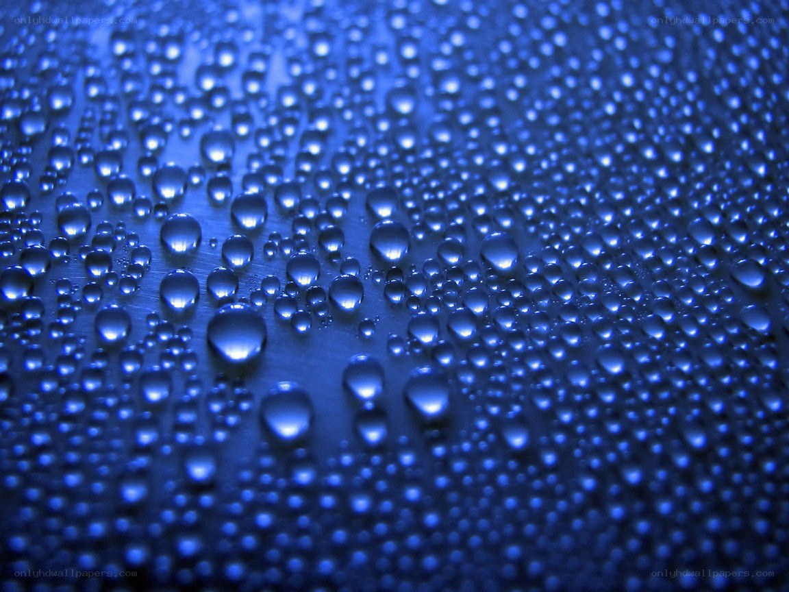Water droplets on blue surface