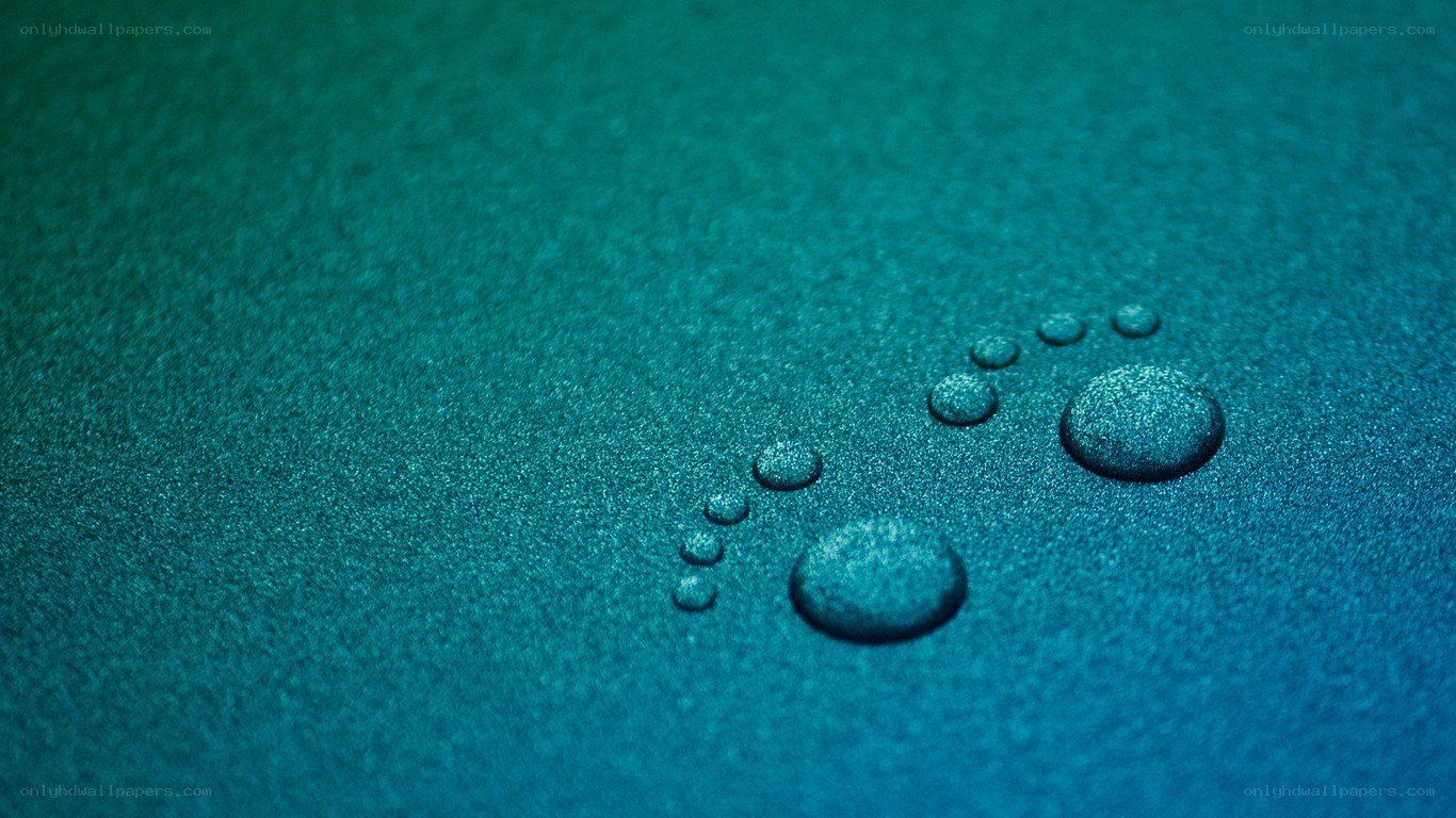 Water droplets on blue surface